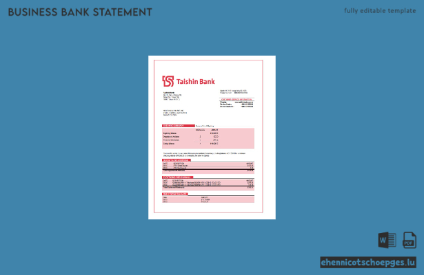 Taishin Bank Unternehmensabschluss – Beispielvorschau in Word und PDF
